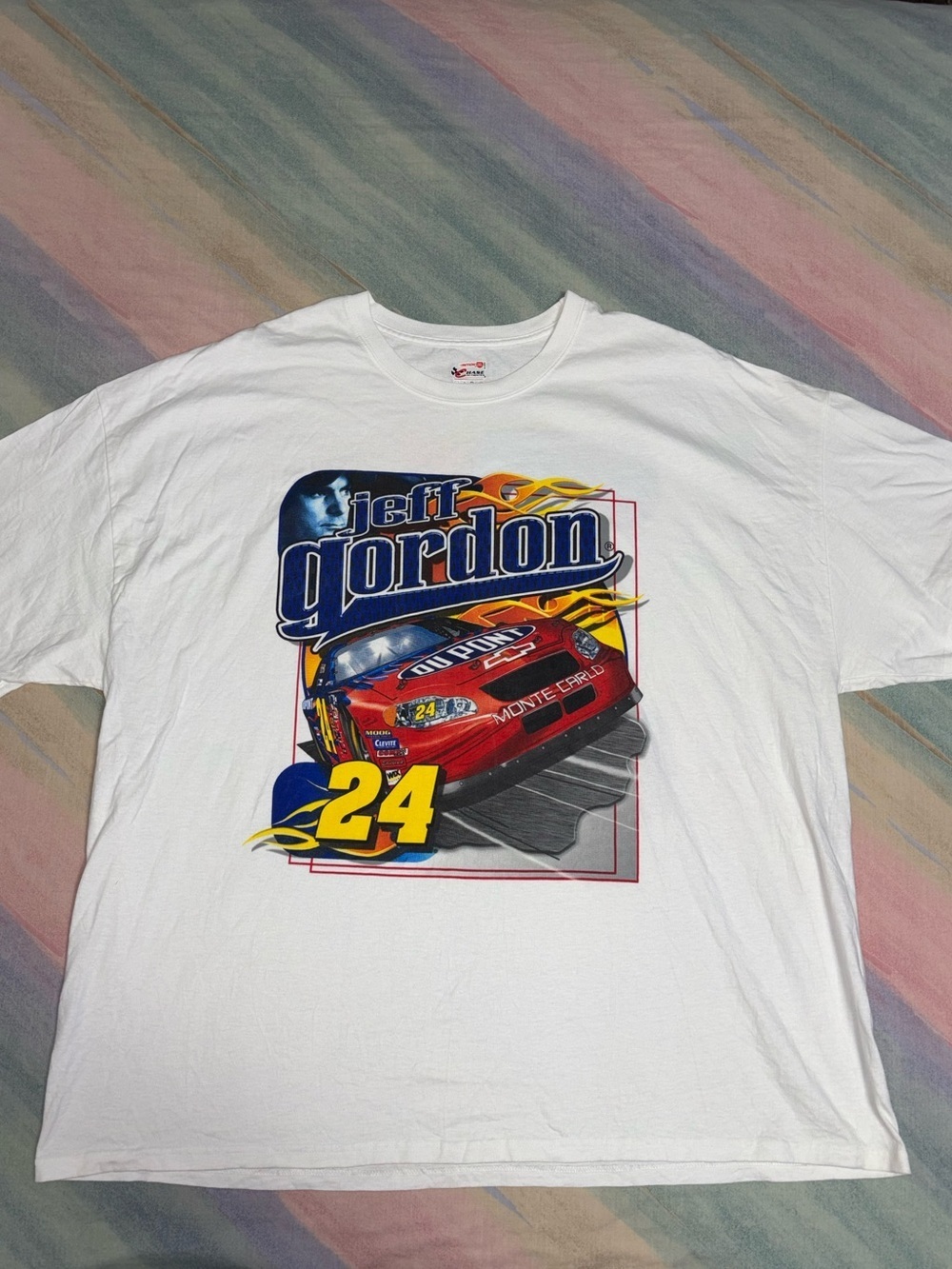 VINTAGE Jeff Gordon 24 Nascar Dupont Racing 2004 Print T-shirt Men's 2XL
